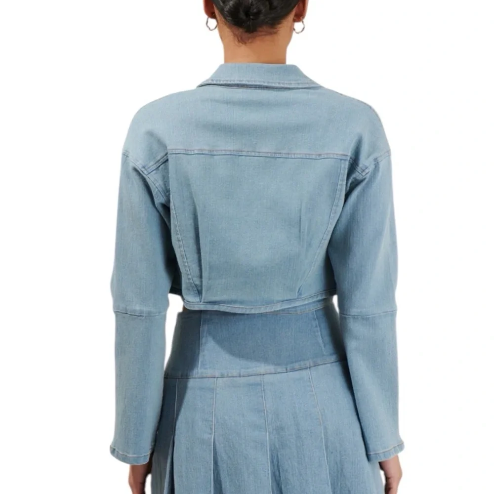 Sugarlips Roslyn Light Blue Cropped Stretch Denim Bolero Jacket Size XL Reg. $79 - Picture 3 of 12